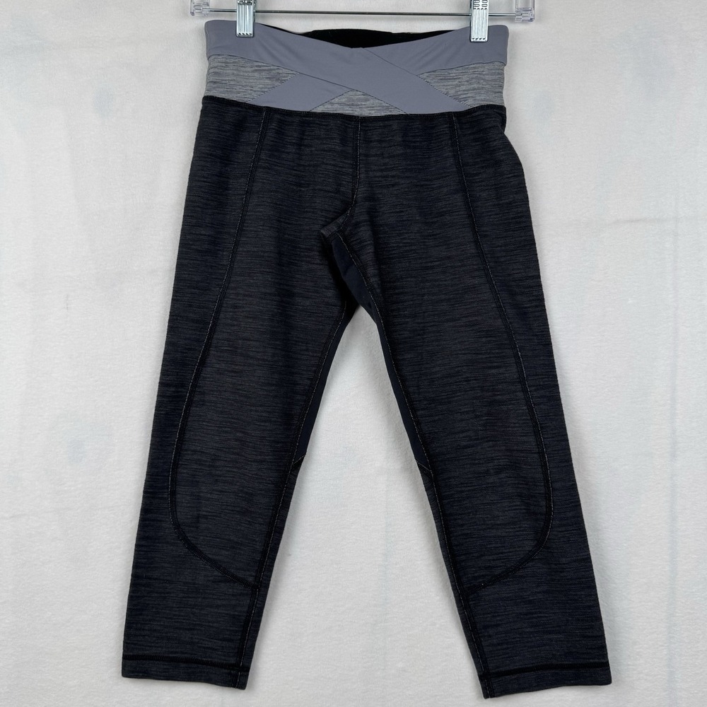 LULULEMON Womens Power House Crop Leggings We Are From Space‎ Coal Size 4 Yoga